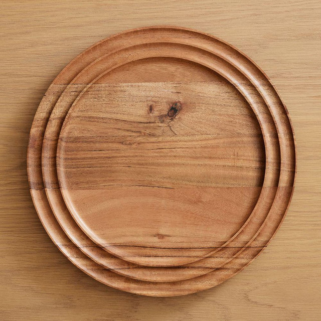 Grooved Wood Charger, Natural