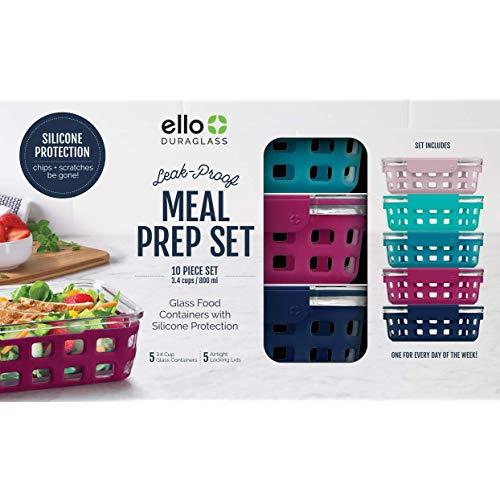 Ello DuraGlass Glass Food Storage Containers with Sillicone Protection