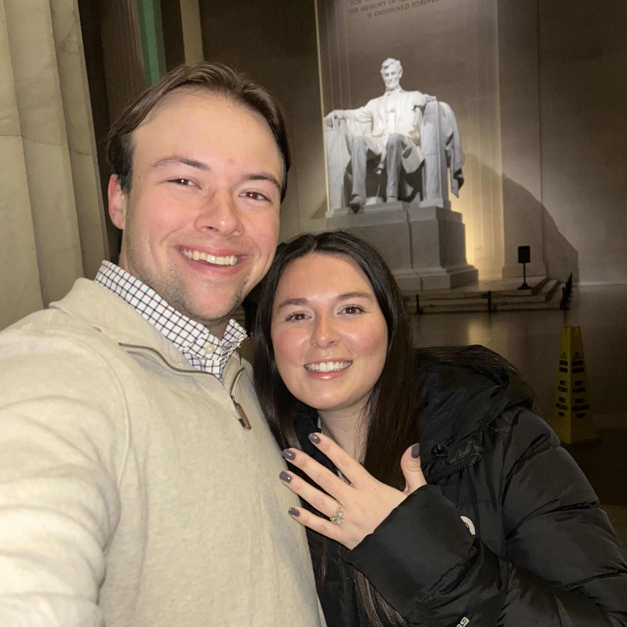 Right after Kellen proposed to Gabrielle at the Lincoln Memorial (her favorite DC monument) on November 22, 2024