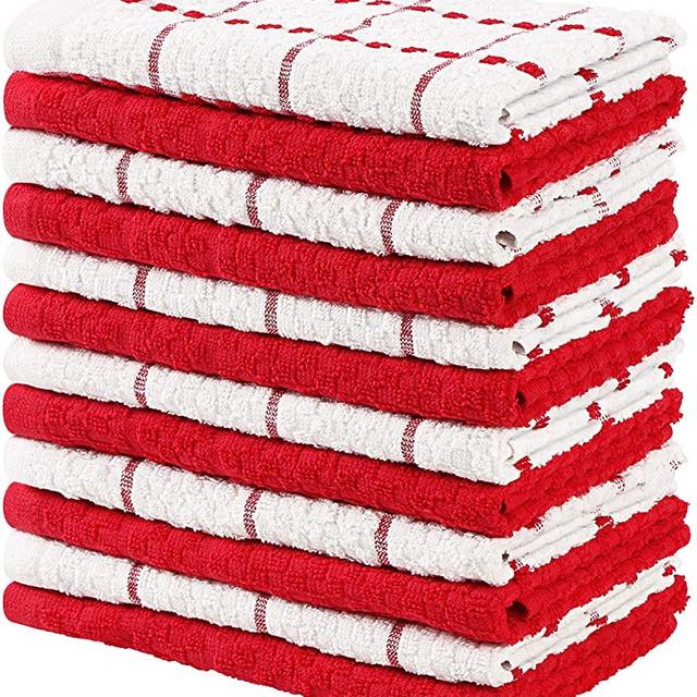 Utopia Towels Kitchen Towels, 15 x 25 Inches, 100% Ring Spun Cotton Super Soft and Absorbent Red Dish Towels, Tea Towels and Bar Towels, (Pack of 12)