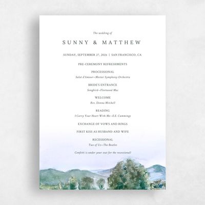 Deepest Teal, Blue Wedding Program - Montecillo