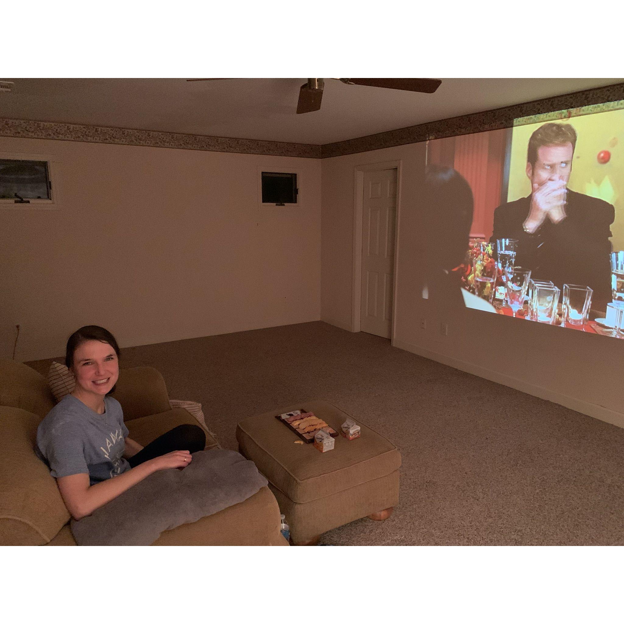Our second date! We did a movie night on a projector in one of Kenny's flip houses: Oct 2020