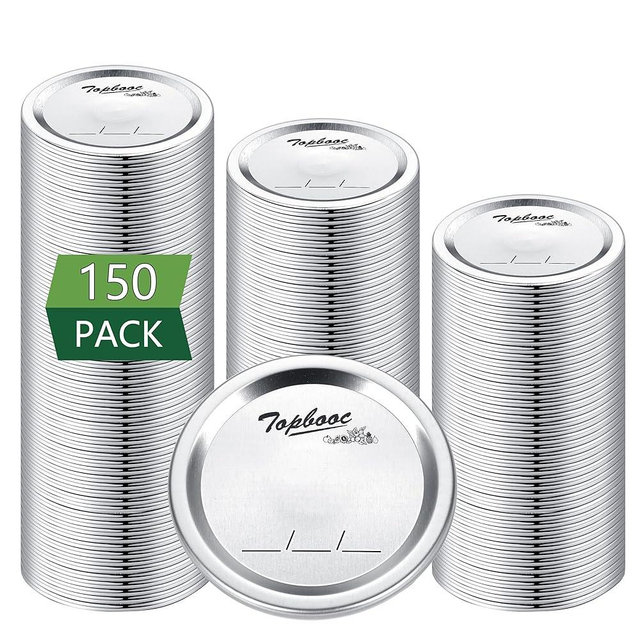 150 - Count,Regular Mouth Canning Lids for Ball, Kerr Jars - Split-Type Metal Mason Jar Lids for Canning - Food Grade Material, 100% Fit & Airtight for Regular Mouth Jars