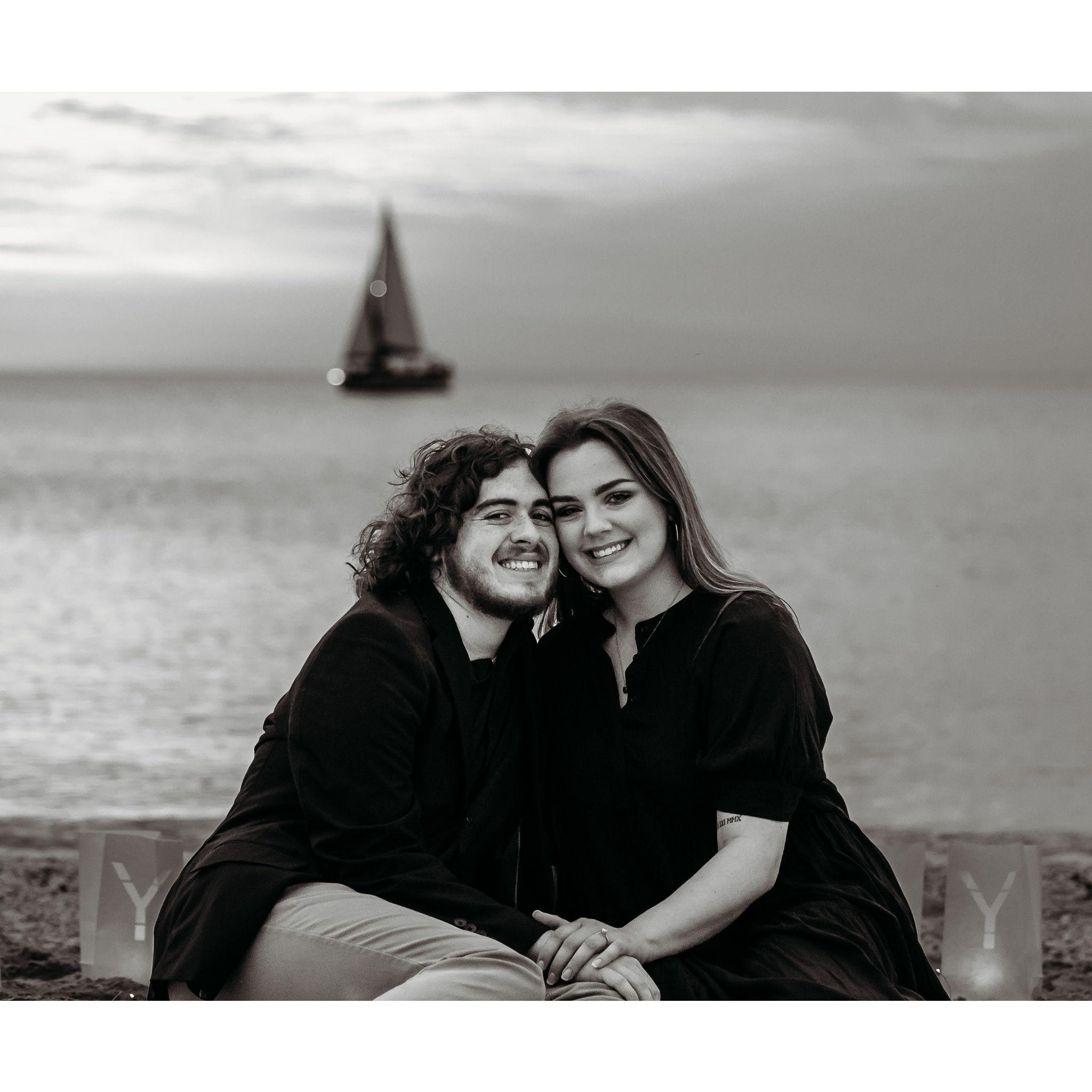 I, Rebekah, often associated my grandfather, Jimmy Franklin, with sailboats after he passed in June of 2019. To my surprise, a sailboat showed up during the proposal. A special moment!