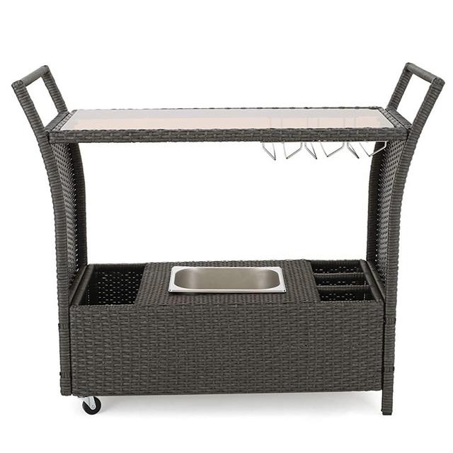 Christopher Knight Home Bahama Wicker Barcart, Grey
