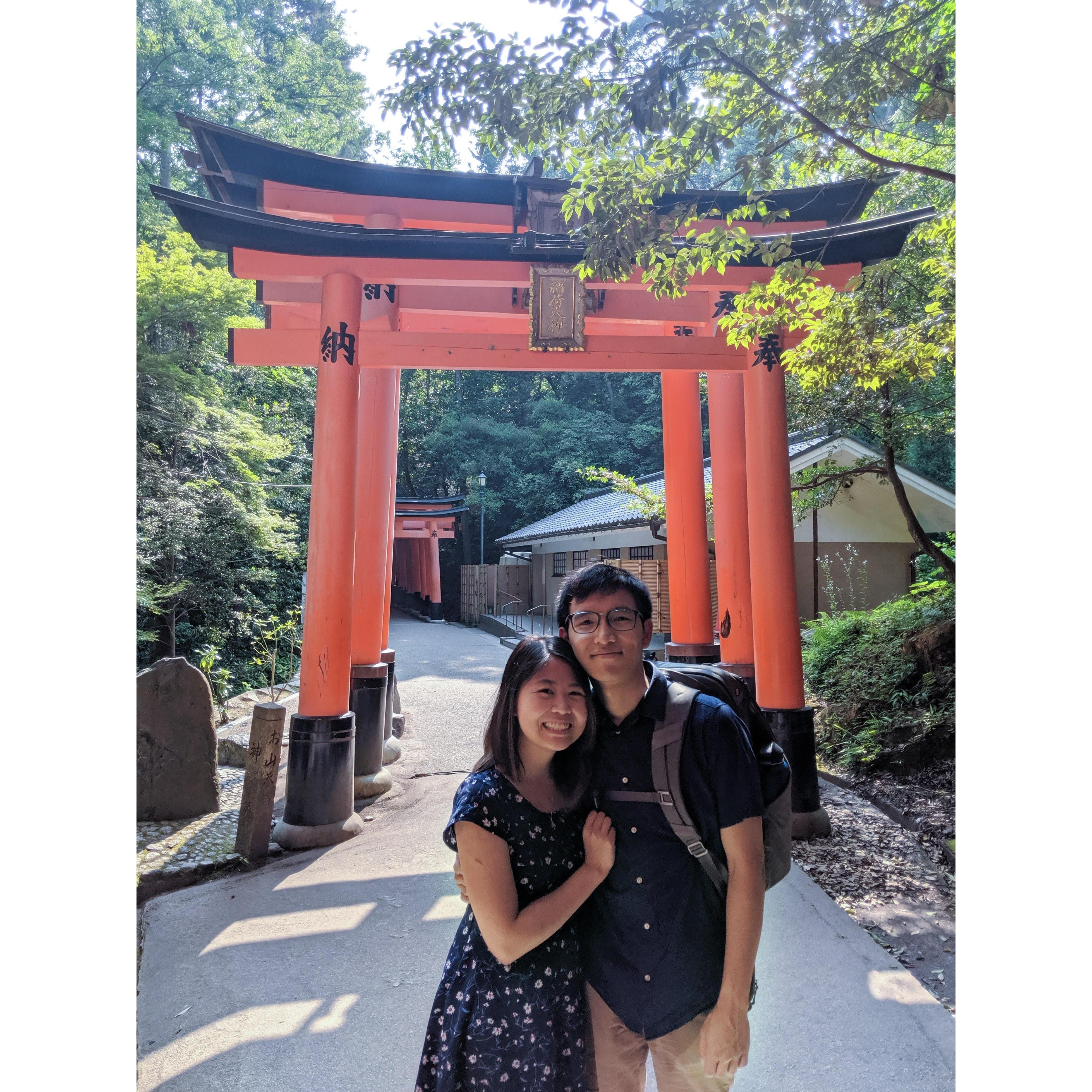 On our way to the top of Fushimi Inari on our 4th year anniversary!