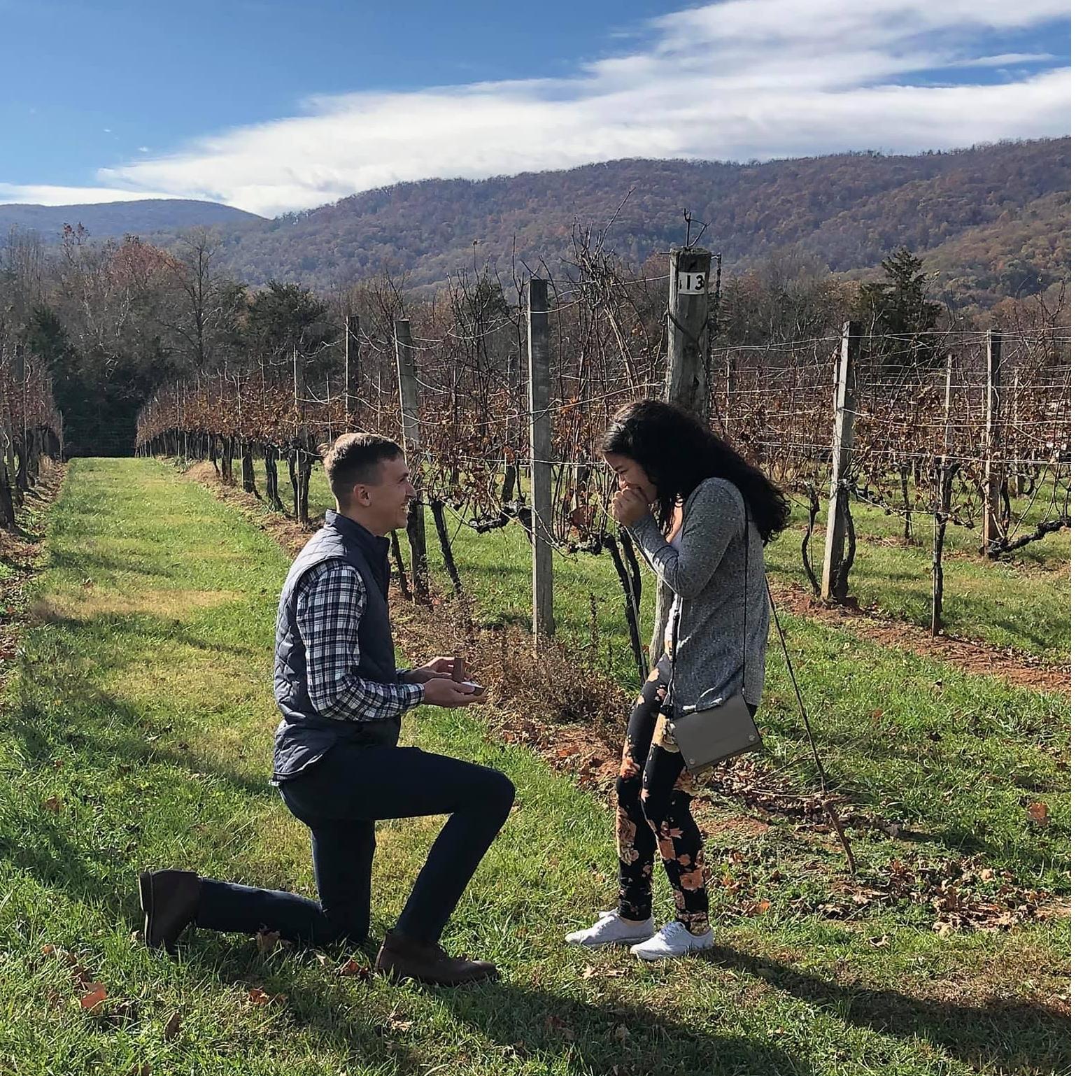 The day Jeremy proposed at Afton Mountain Vineyard near Charlottesville, VA (Nov 2019)