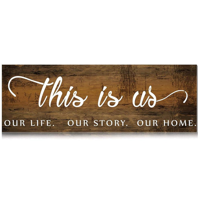 Jetec This Is Us Wall Sign Wooden Family Wall Plaques Inspiration Sign Farmhouse Entryway Rustic Plaques Art with Quotes for Living Room Bedroom Christmas Decorations(Wood Color)