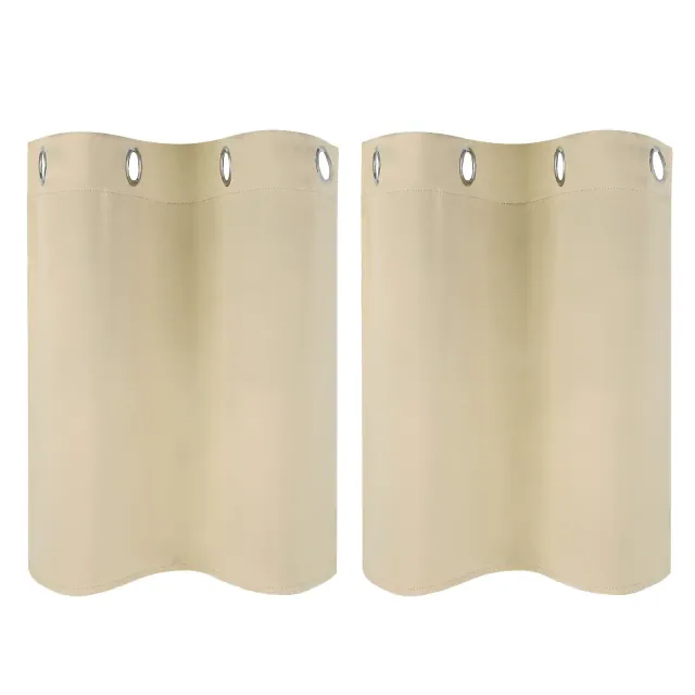 Unique Bargains Short Blackout Polyester Fiber Curtains 2 Panels Beige 26'' x 14''