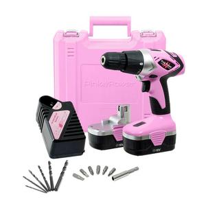 Pink Power PP182 18V Cordless Electric Drill Driver Set for Women - Tool Case, 18 Volt Drill, Charger and 2 Batteries