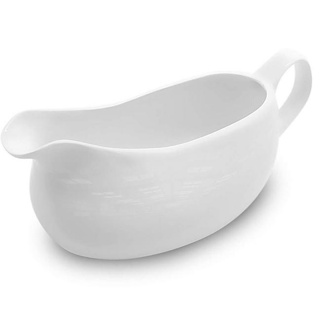 Nucookery Large 14 Oz Gravy Boat With Ergonomic Handle | White Fine Porcelain Saucier With Big Dripless Lip Spout | For Gravy, Warming Sauces, Salad Dressings, Milk, More | Microwave & Freezer Safe