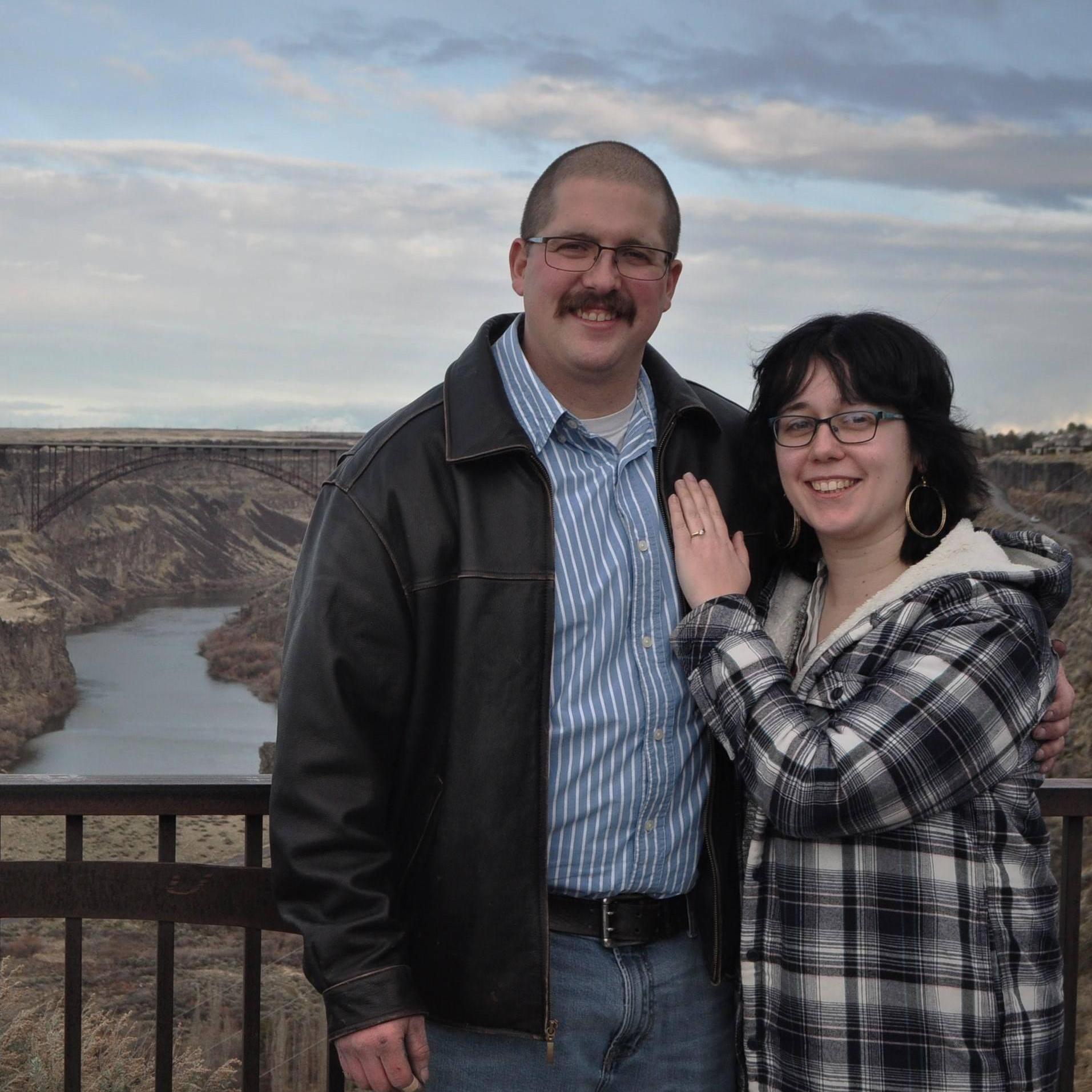 Taken with the Snake River Canyon and Perrine Bridge in the background, this is shortly after he proposed at Elevation 486 in Twin Falls, ID.