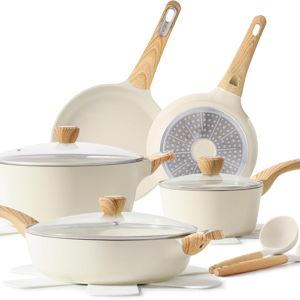 SENSARTE Ceramic Cookware Sets, Pots and Pans Set Non stick, 14 Piece Induction Cookware, Non toxic Healthy Non Stick Kitchen Cooking Set, with Frying Pans Set, PFAS PTFE PFOA PFOS Free