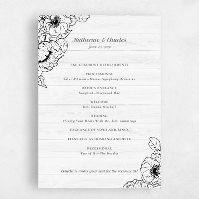 Light Wood, White Wedding Program - Rooftop