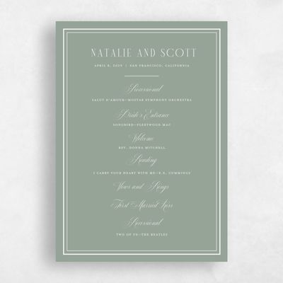 Sage, Green Wedding Program - Agate