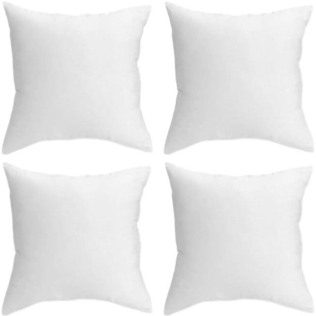 QUBA LINEN 18 x 18 Throw Pillow Insert - Pack of 4 White, Down Alternative Pillow Inserts for Decorative Pillow Covers, Throw Pillows for Bed, Couch Pillows for Living Room (18" x 18" (Pack of 4))