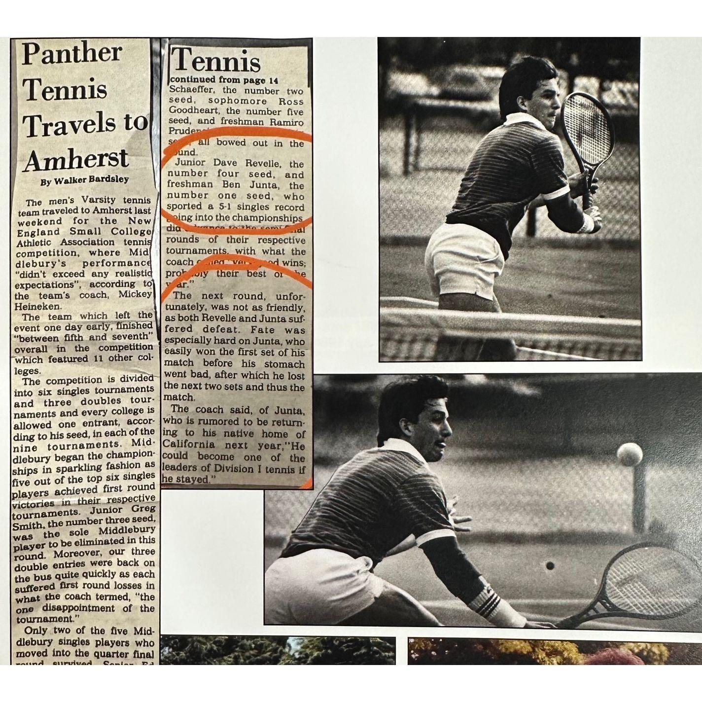 Ben grew up as the typical CA tennis kid in the 1970's and 80's, back in the day when McEnroe and Connors ruled the game. His Dad is in the Harvard Sports Hall of Fame for Men's Tennis.