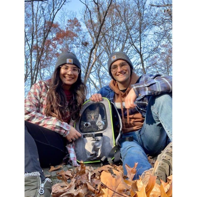 Soba Noodle's first hike in her backpack!