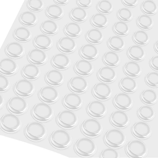100 Pack Cabinet Door Bumpers 1/2” Diameter Clear Adhesive Pads for Drawers,Glass Tops,Cutting Boards,Picture Frames,Small Table/Furniture,Laptop Feet,Mirror Back,Bathroom Cabinet,Metal,Wood