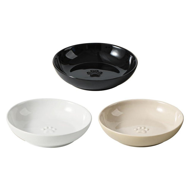 Havniva 5.7'' Ceramic Wide Whisker Friendly Cat Dishes, Set of 3 Ceramic Cat Bowls, 3 Colors Indoor Kitten Feeding Food& Water Dish to Prevent Whisker Fatigue(3 Pcs)