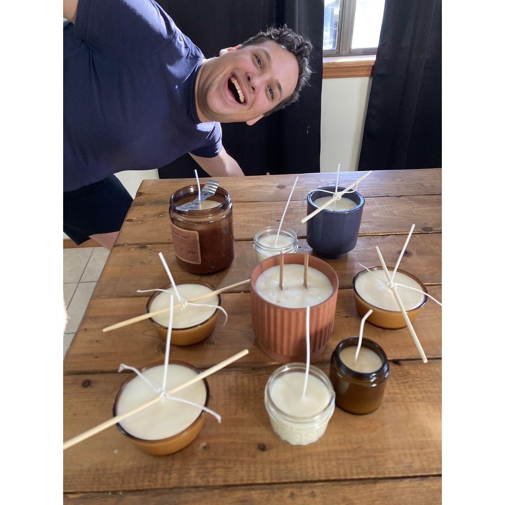 Trying our hand at candle-making