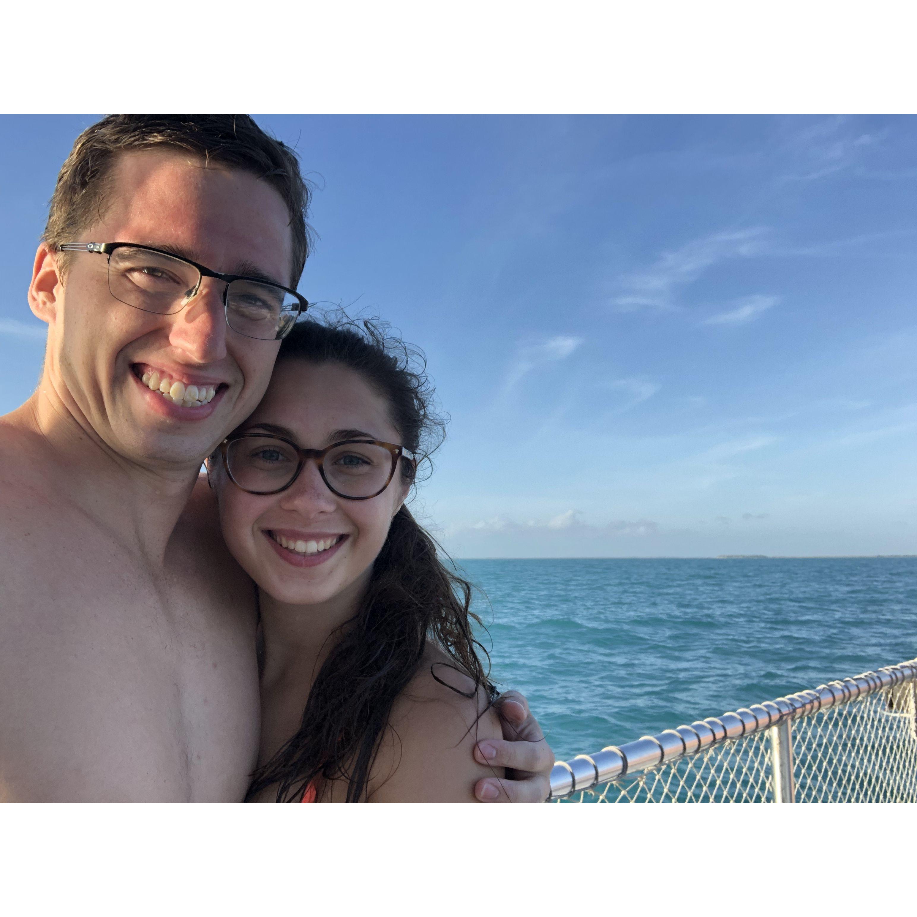 He encourages her to finally get her scuba cert...first dive together is Looe Key, FL