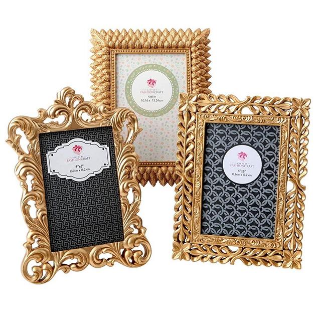 Gold Vintage Baroque Ornate Antique Picture Frames ~ Set of 3 Frames for 4 x 6 inch photos, ~ Perfect for Wedding Vacation Graduation Or Any Milestone Photo