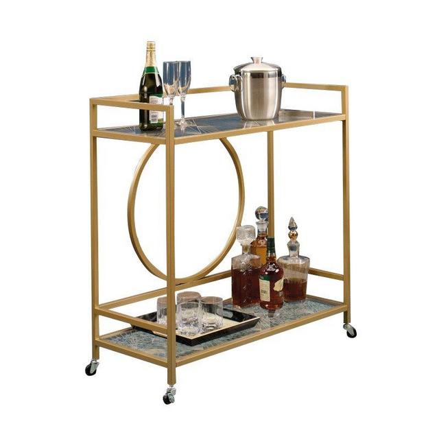 Sauder Bar Cart in Satin Gold