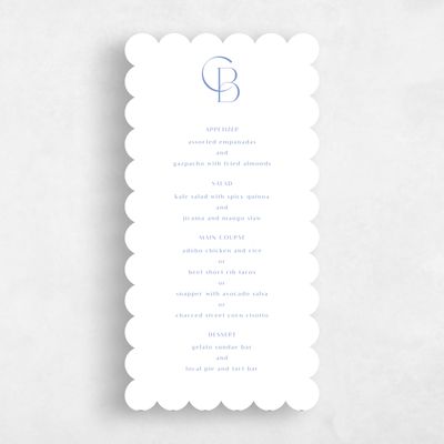 Blue Scalloped Wedding Menu - Kenai