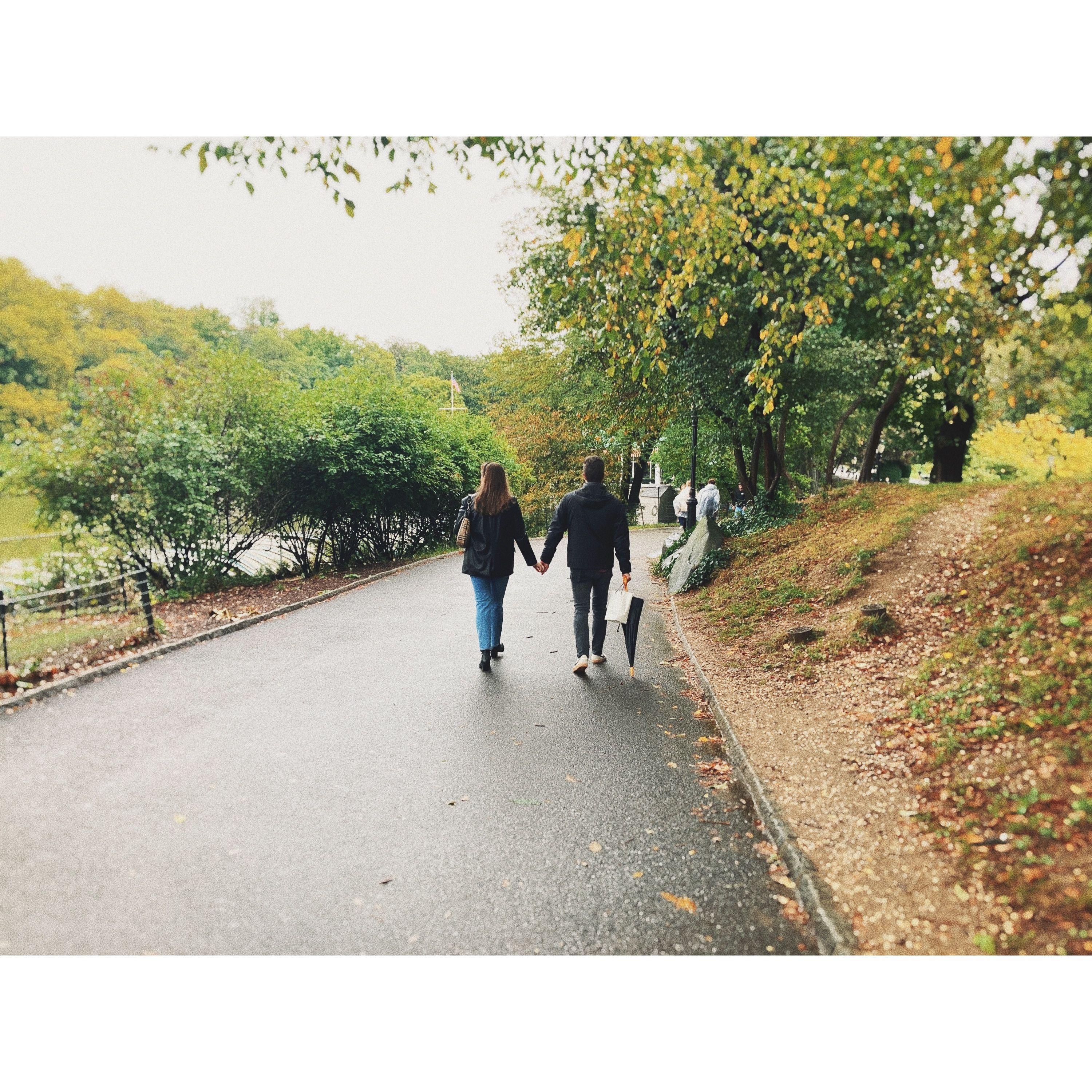 Walking Central Park the day after our engagement.