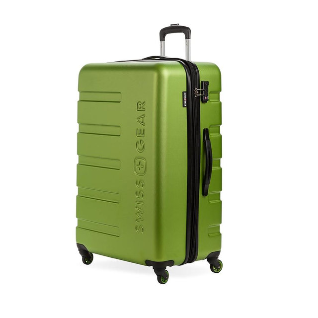 SwissGear 7366 Hardside Expandable Luggage with Spinner Wheels, Green, Checked-Large 27-Inch