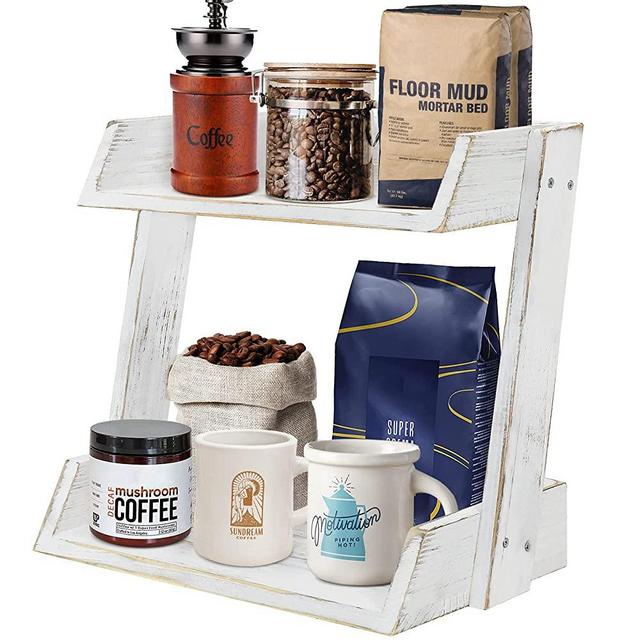 Megsooul Coffee Bar Station Organizer Countertop, Coffee Bar Organizer Coffee Mug Holder, Coffee Bar Accessories Organizer Coffee Cup Holder Gift for Coffee Lover