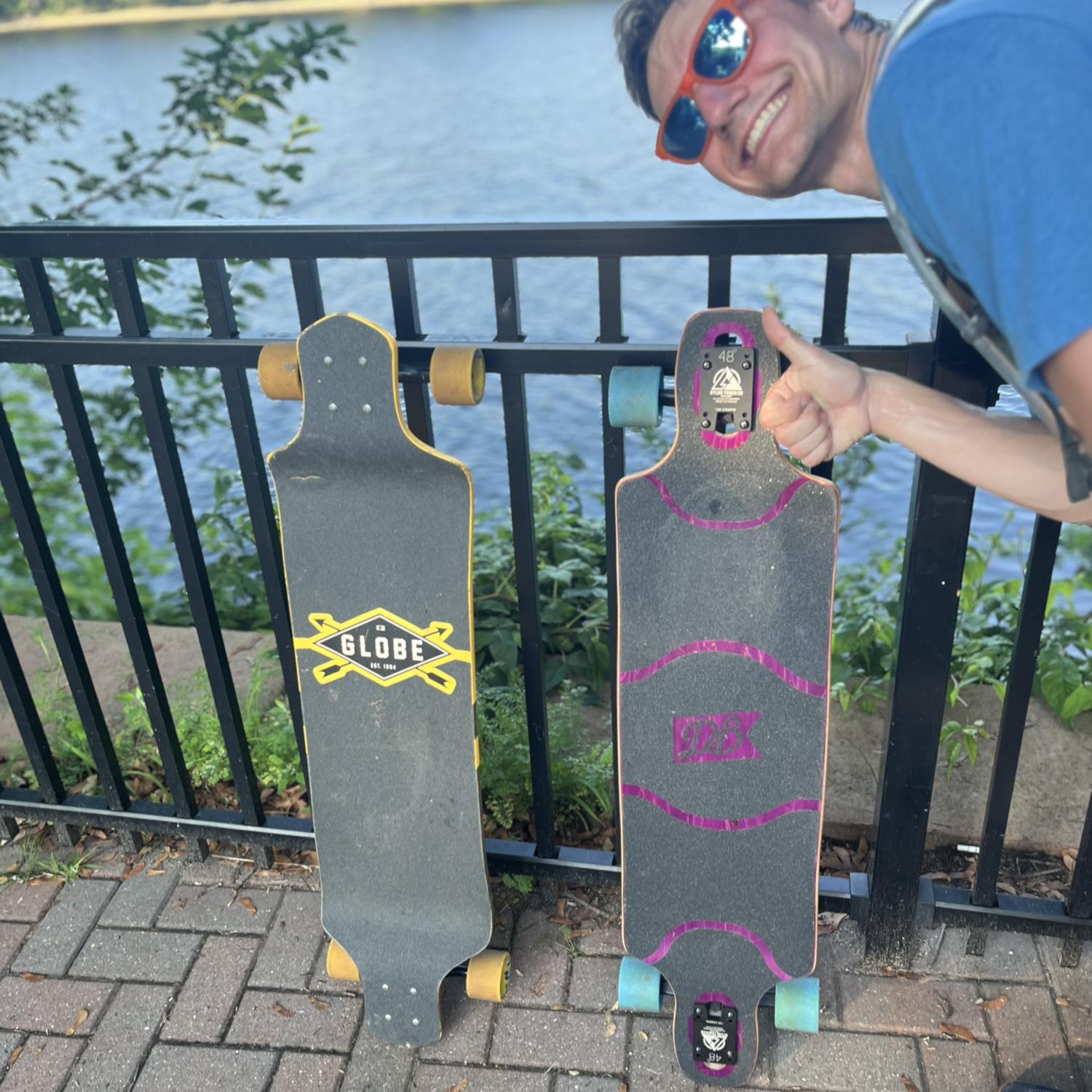 Adam taught Mary how to longboard shortly after they started dating