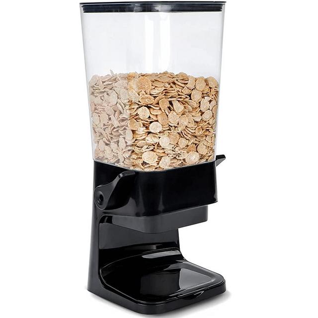 Conworld Cereal Dispenser Countertop，Large Capacity Rice Dispenser Cereal Container Storage，Not Easy to crush Food, Dry Food Dispenser for Rice,Candy & Snack,Black (5000ml)