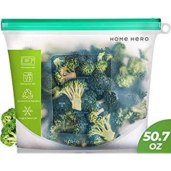 Stasher 100% Silicone Reusable Food Bag, Large 1/2 Gallon Storage and Sous vide Size, 10-inch (64.2-ounce), Clear