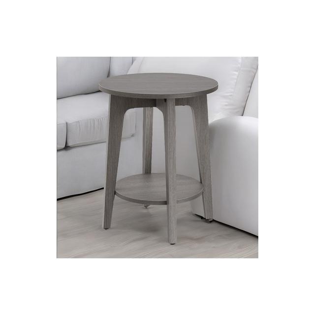 Round End Table Farmhouse Small Side Table Living Room Corner Table Drink Table Smoky Gray