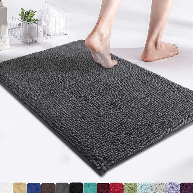 MAYSHINE Bath Mats for Bathroom Rugs Soft, Absorbent, Shaggy Microfiber,Machine-Washable, Perfect for Door Mat (17x24 inches, Charcoal Gray)