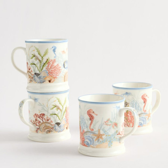 Enchanted Sea Stoneware Mugs, Set of 4 - Multi