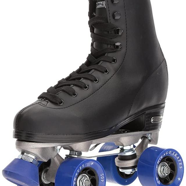 CHICAGO SKATES Men's Classic Roller Skates - Premium Black Quad Rink Skates