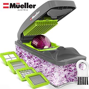 Mueller Chopper 4 Blade Pro Series - Strongest - NO MORE TEARS 40% Heavier Duty Multi Vegetable-Fruit-Cheese-Onion Chopper-Dicer-Kitchen Cutter