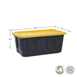 Member's Mark 40 Gallon Heavy-Duty Black and Yellow Storage Tote, 22.0" D x 38.2" W x 16.4" H