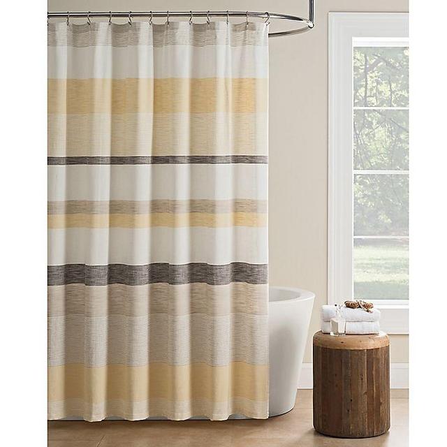 KAS Seneca Stripe Shower Curtain in Yellow