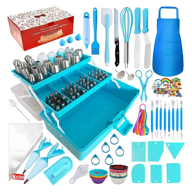 Cake Decorating Tools 368-Piece Piping Bags and Tips Set, Baking Supplies with 65 Piping Tips, Cake Decorating Supplies Kit with Multi-Purpose 3-Layer Toolbox