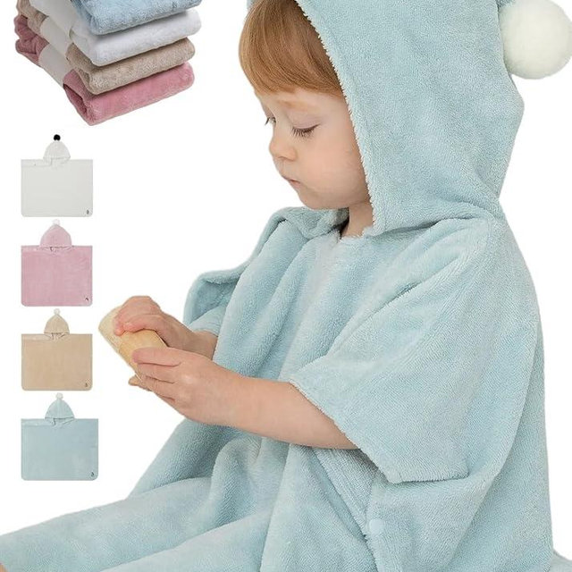 Konny Baby Hooded Towel Plush Thick & Cozy Soft-Touch Absorbent Rayon from Bamboo Cotton Baby Bath Beach Towel, Oeko-TEX, Newborn Boys Girls Toddler (Mint, Medium)