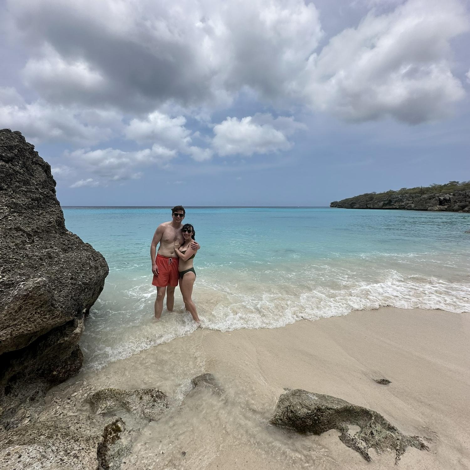 Engaged at a beautiful beach in Curacao