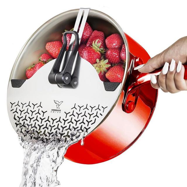Premium Stainless Steel Clip on Strainer for Pots, Bowls - Keep Hands Safe and Kitchen Clean | Hands-Free Fruit, Vegetables & Pasta colander | Strainers for kitchen | Strainer & Colander ⌀4-9"