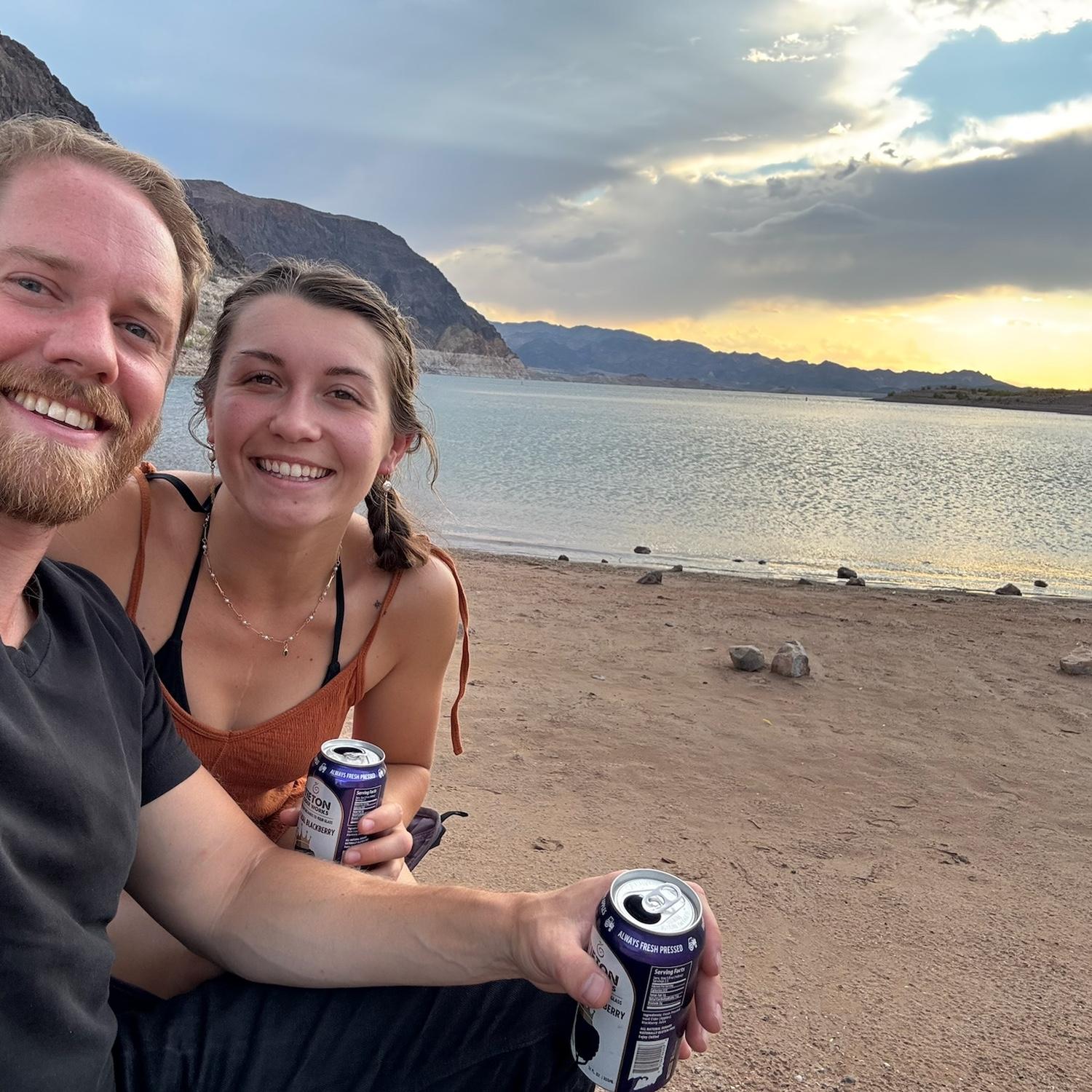 We went on a roadtrip to recreate when we first met. We traveled through Nevada, Utah, and Colorado. Lake Mead campsite June 2025.