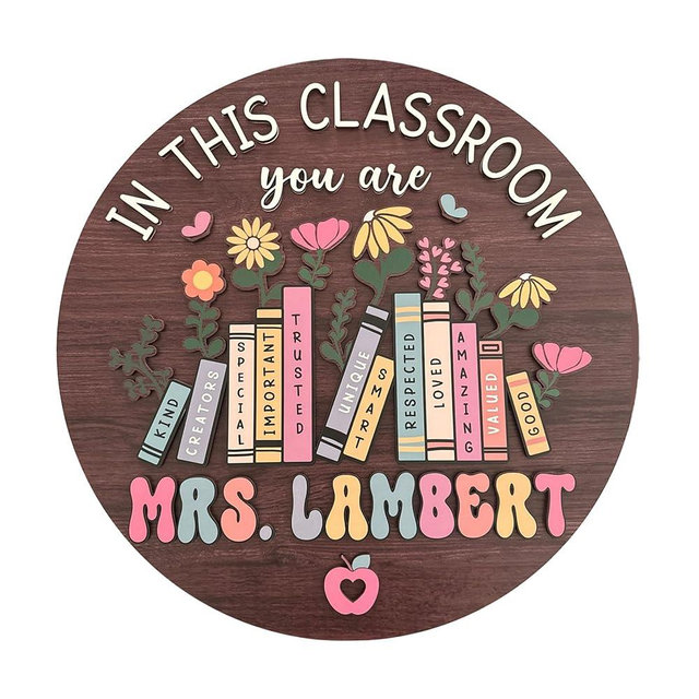 Personalized 3D Teacher Door Hanger, Teacher Appreciation Gifts, Custom Teacher Name Sign Plate for Desk, Teacher Gift, Teacher Welcome Sign, Student Gifts