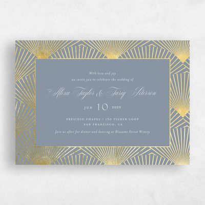 Dusty Blue Wedding Invitation - Hayden Landscape Foil