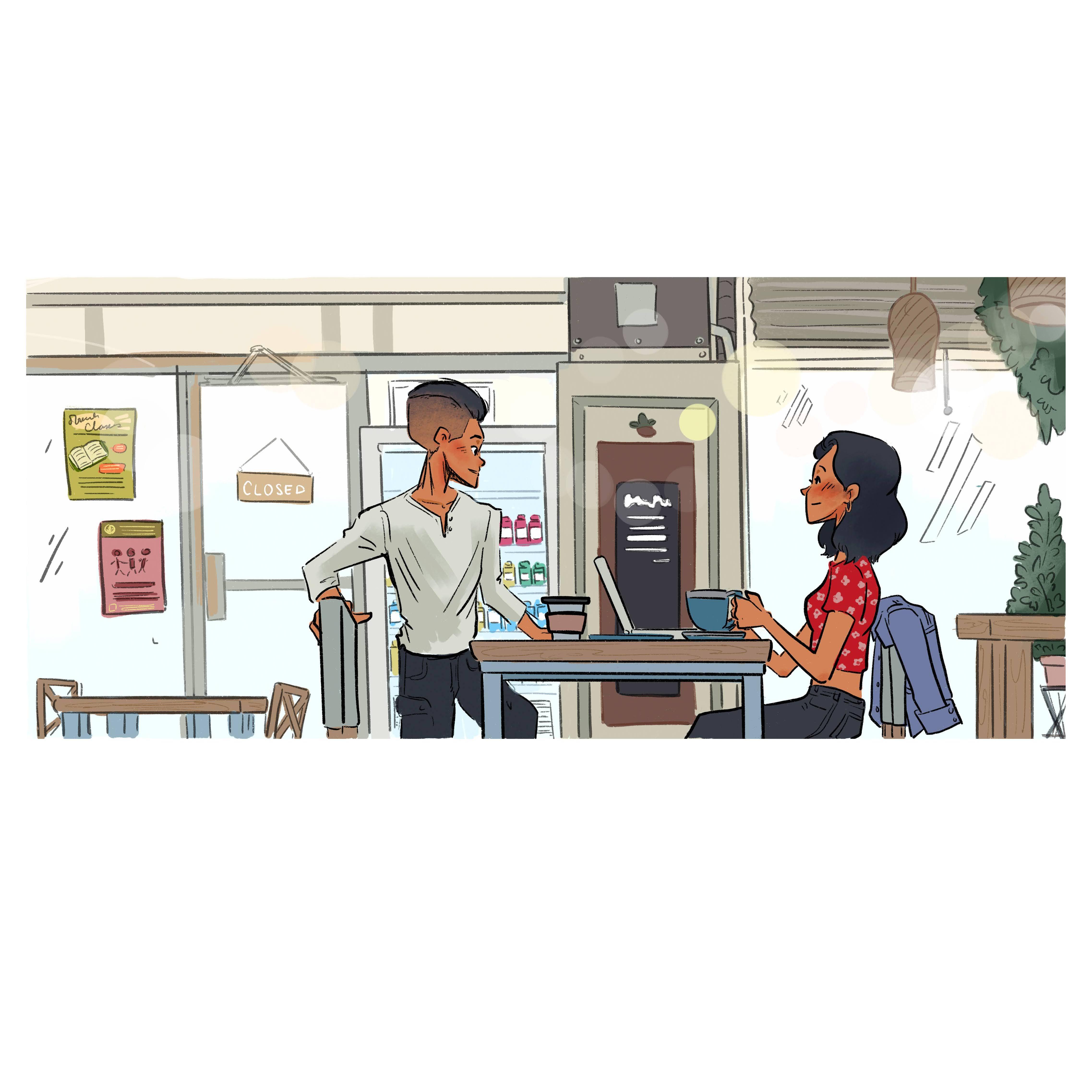 First Date.

Bwe Kafe in Jersey City - AJ excused himself to physically shake out his nerves in the bathroom.
